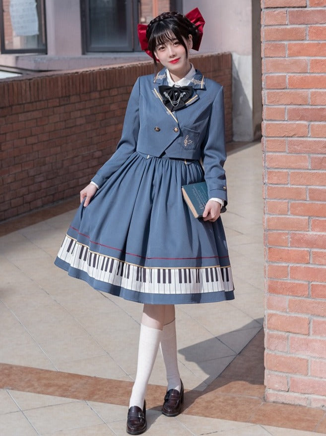 skirt + tie supp piano short Elegant ribbon design pendant + jacket