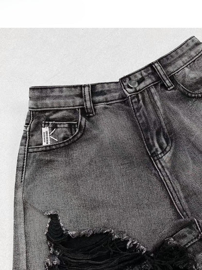 Hem Shorts Raw Bittersweet Distressed Gray Denim Holes
