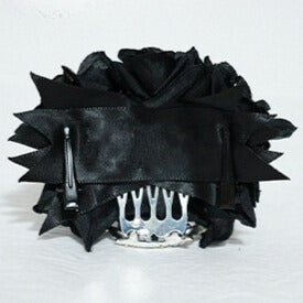 Crown Black/Silver Hairclips Design Ear Decorated Floral Bear