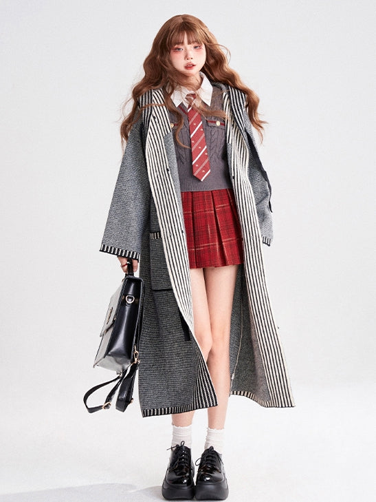 Skirt Plaid Pleat Style Box Preppy Red