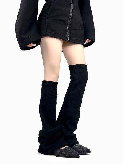 Jambières évasées en tricot noir/blanc/gris Y2K