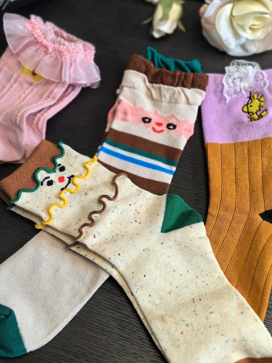 Options Cartoon Socks Ruffled Lolita Cuffs Calf Colorful 9