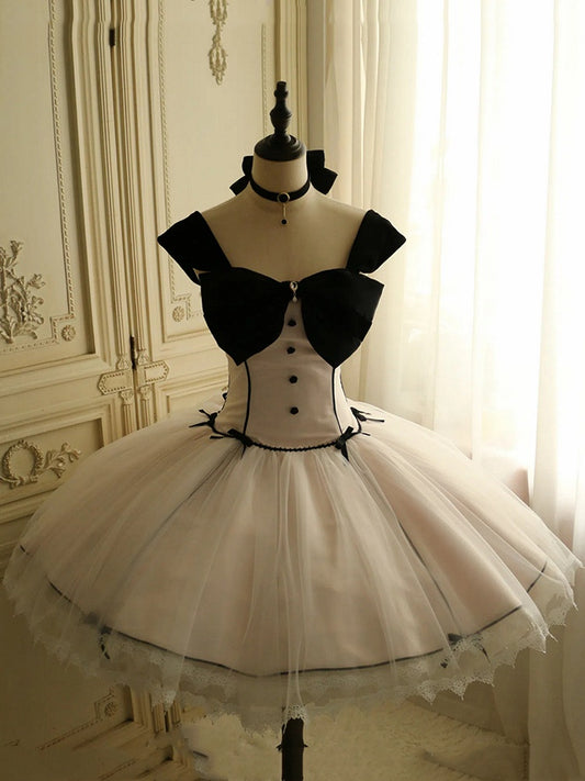 Robe d'anniversaire Lolita rose à taille baleinée, robe de soirée