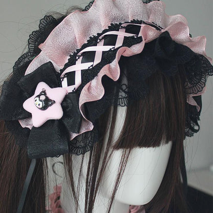Serre-tête à nœud papillon noir et rose Kuro Vibes