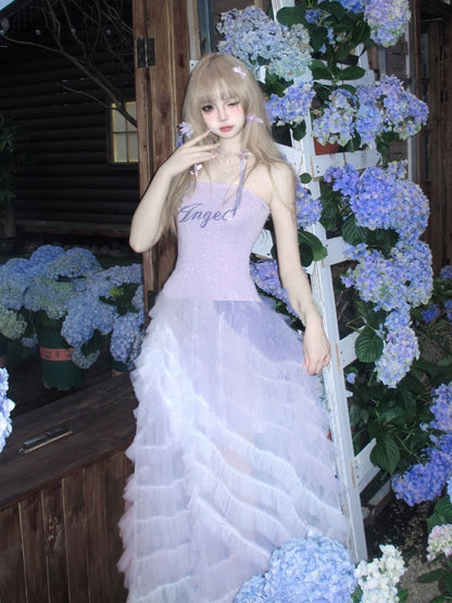 Lavender Balletcore Slim-fitting Strapless Top