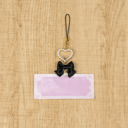 Jirai Kei Black Bow Beaded Sweetheart Charm