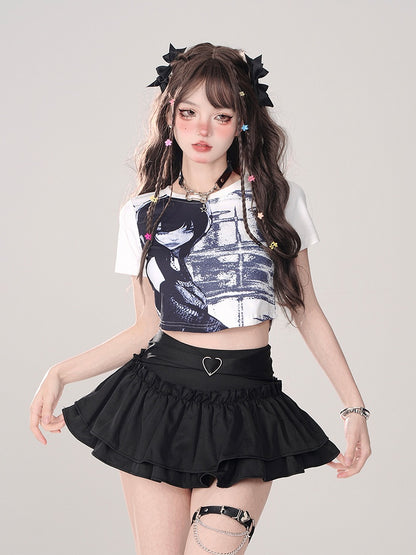 Tiered Mini Skirt Black A-Line Glamorous