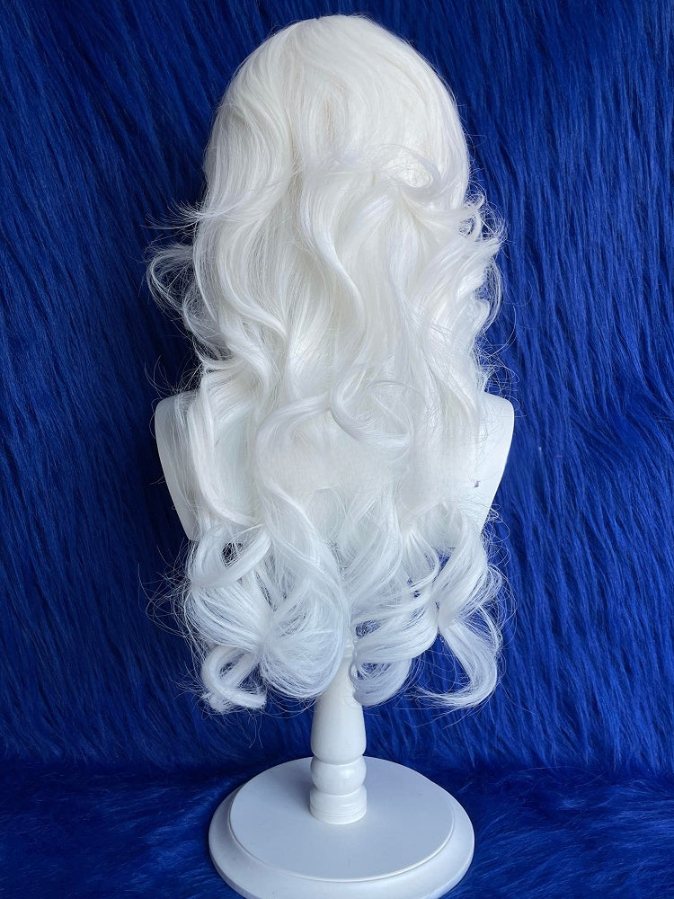 Pony 70CM Weiß Länge Gewellte Perücke Gothic Mit Luft