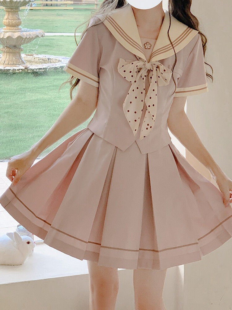 Pink Uniform Skirt JK Pleat Short Box Sweet 45cm
