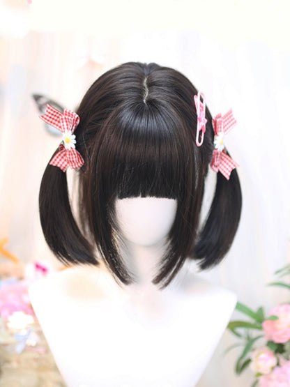 Dark Brown Shoulder Length Wig with Full Bangs