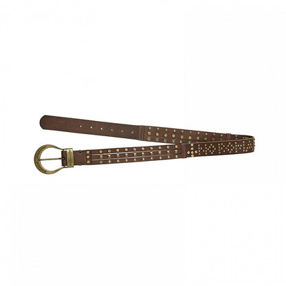 Black Brown Buckle Belt with Stud Details