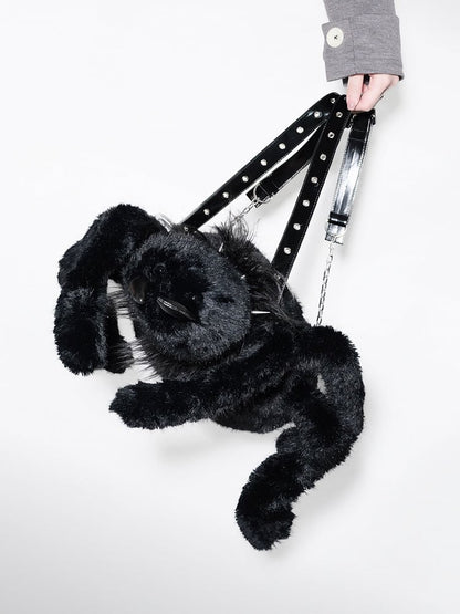 Y2K Backpack Fleece Spider Black Punk