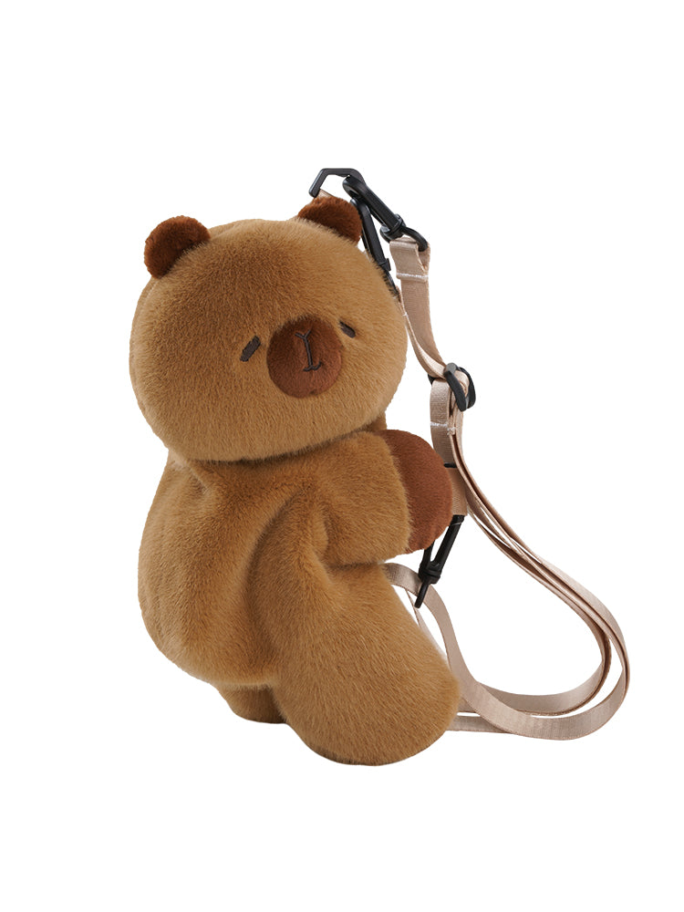 Cute Capybara Brown Plush Backpack/Crossbody