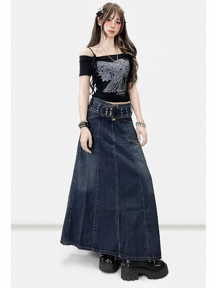 Skirt Blue A-Line Dark