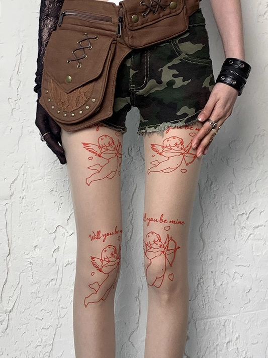 Cupid Y2K Tights Nude Print