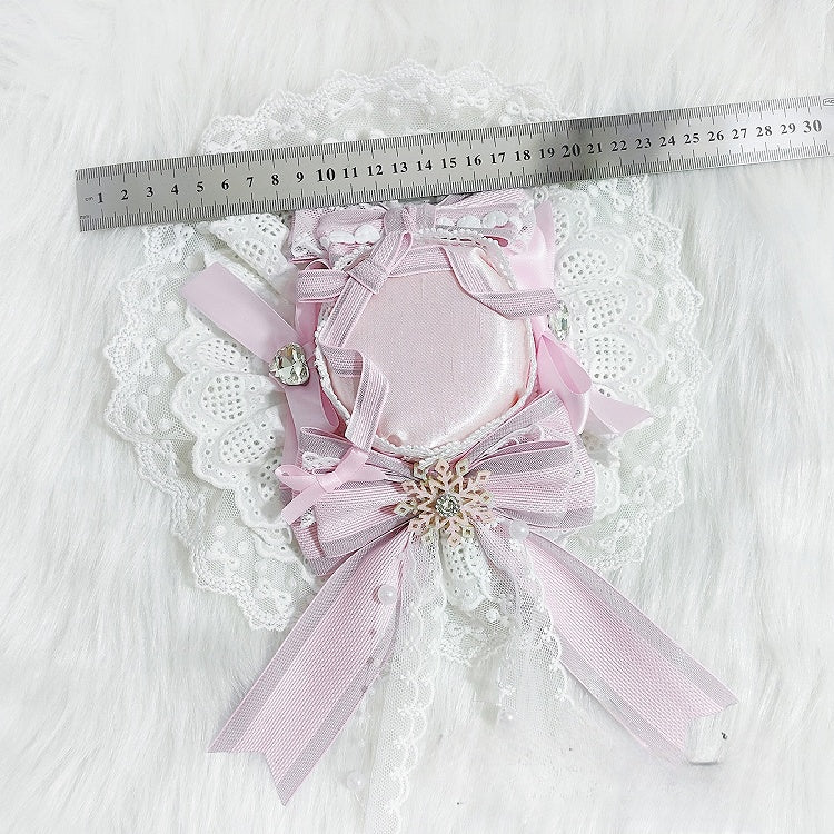 Lolita Mini Accent Lace Trim Hime Snowflake Blue/Pink/Red/Green Bowknot Details Hat