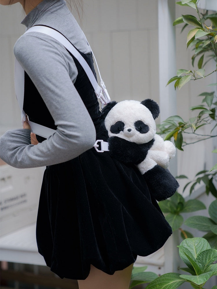 Sac à dos en peluche panda noir et blanc, sac à bandoulière, petite/moyenne/grande taille