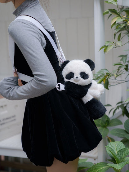 Sac à dos en peluche panda noir et blanc, sac à bandoulière, petite/moyenne/grande taille