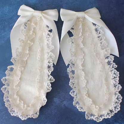 Bowknot Details Lace Trim Bunny Ears Hairclips