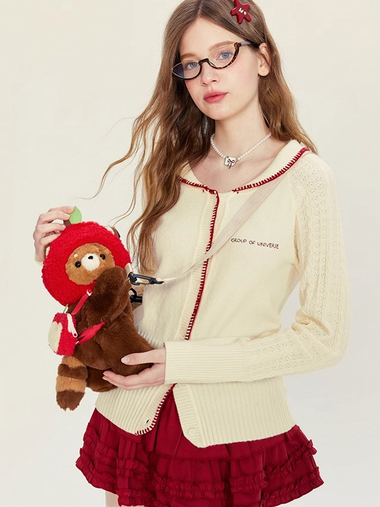 + Apple Red Backpack/Crossbody Brown 28/40 cm Panda/Apple Bag Cute Keychain Plush Hat Panda