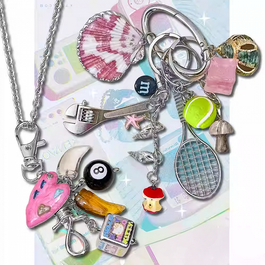 Porte-clés coquillage de tennis multi-éléments Y2K