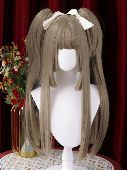 Light Brown Hime Cut Long Straight Synthetic Wig