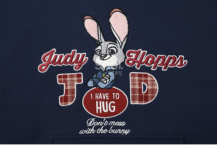 Zootopia Judy Applique Navy Blue Loose Hoodie