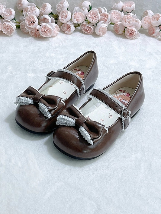Low - Sweet with Lolita Ruffle Janes Trim Toe Heel Mary Round
