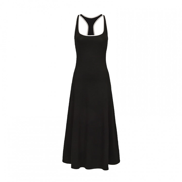 Black Backless Sleeveless Dress Slim-Fitting Knitted