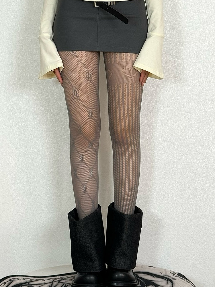 Y2K 5 Options Tights Asymmetrical Design Color
