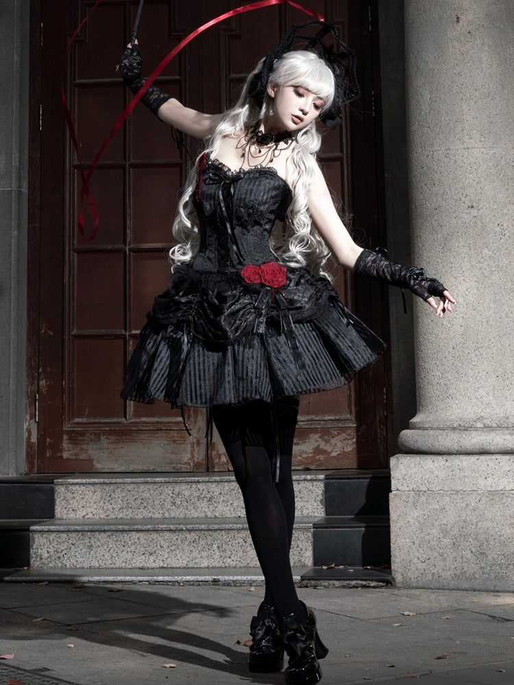 Lolita Black Drawstring Gothic Skirt