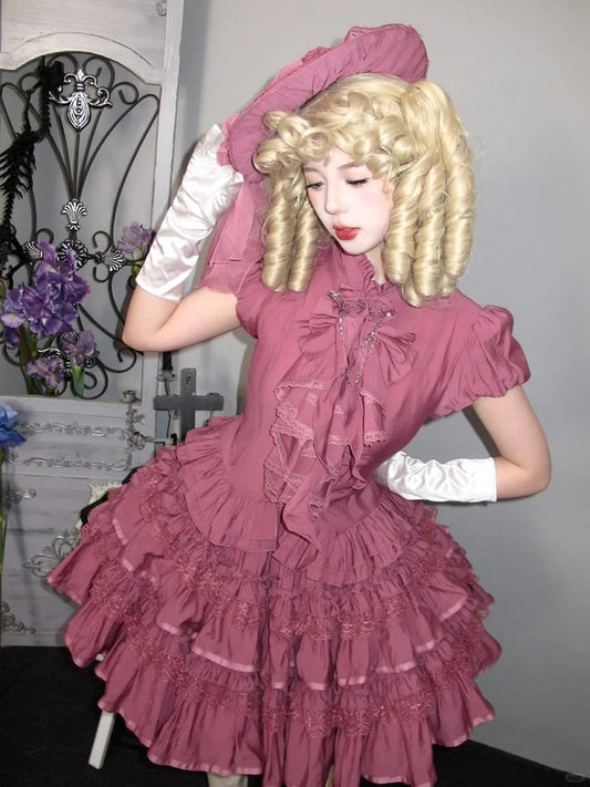 Pink Puff Short Sleeves Gothic Lolita  Blouse