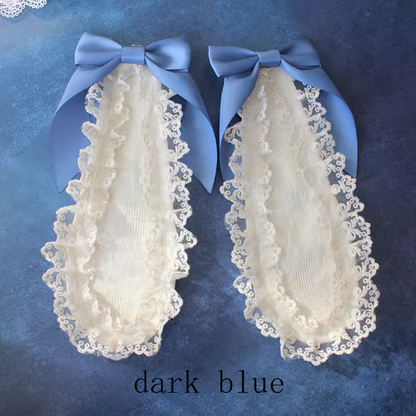 Bowknot Details Lace Trim Bunny Ears Hairclips