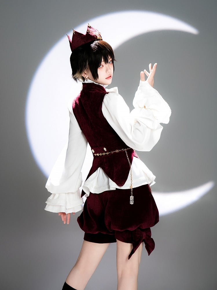 Knickerbockers Fashion Shorts Wine Velvet Red Ouji