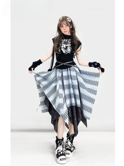 Y2K Black Round Neck Cartoon Glamorous Slim-fitting Tank Top