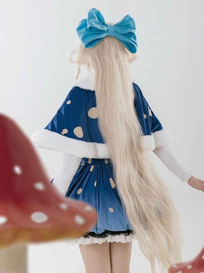 skirt hat + small hat heart accessory + ruffle big + cape Mushroom + suspender fur brooch hat