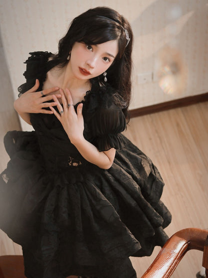 Black Balletcore Tiered Skirt