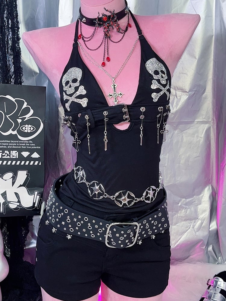 ウエストベルト ロック ブラック パンク スタッド 詳細