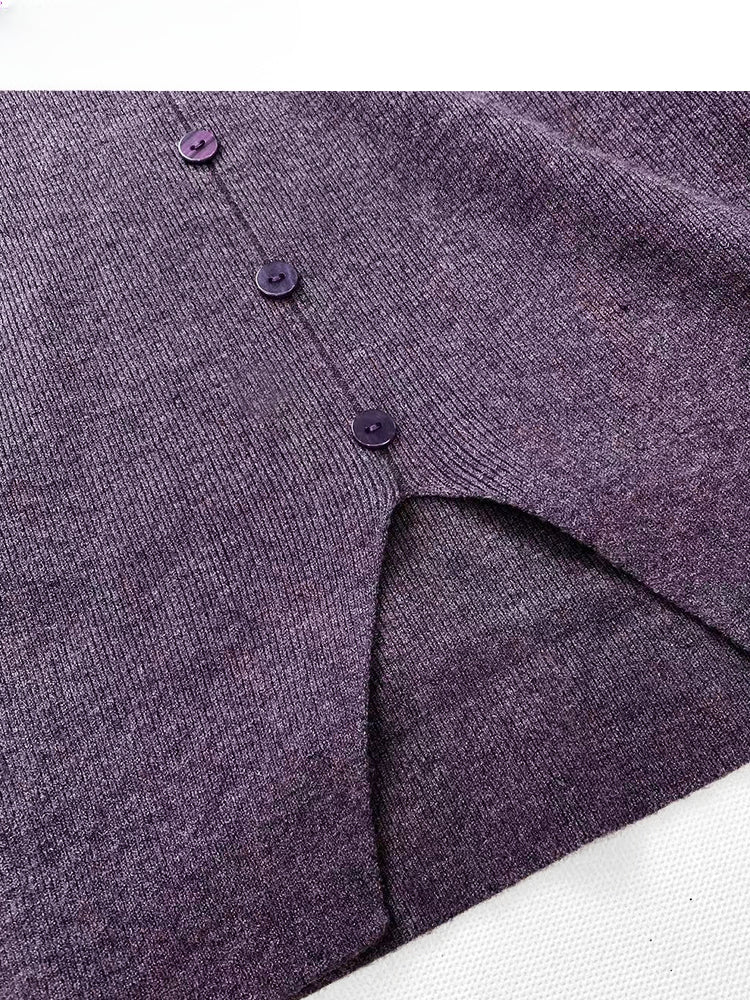 Purple V-Neck Top with Plush Cuffsand Collar