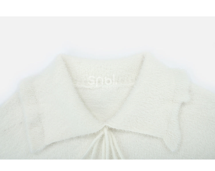 Pompons Decorated Pullover White Sweater
