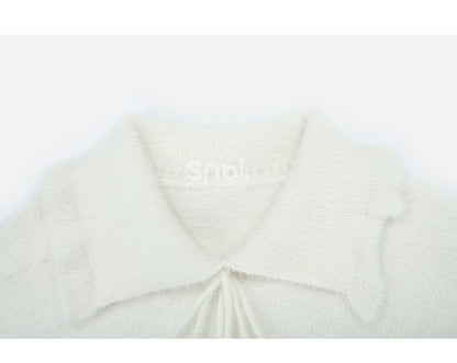 Pompons Decorated Pullover White Sweater