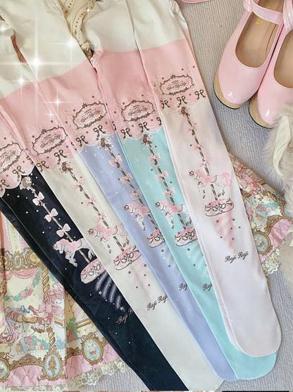 Carousel Print Sweet Lolita Tights