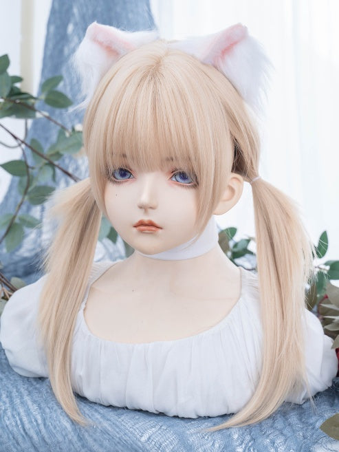 Light Blonde Long Straight Synthetic Wig With Bangs