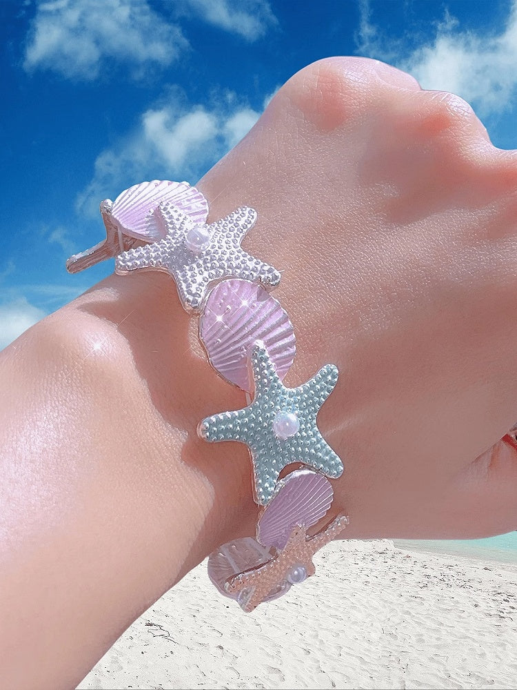 Bangle Y2K Decorated Starfish And Shell Beaded Colorful