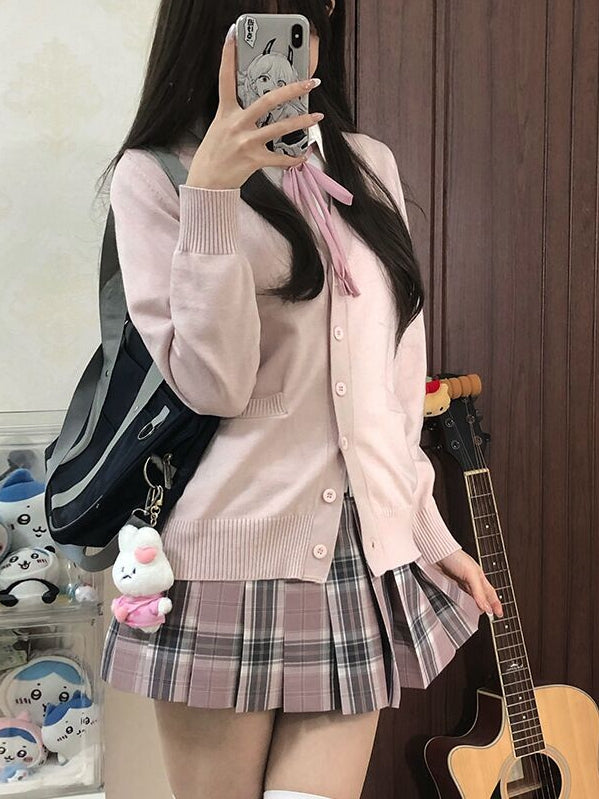 7 Options Color Cardigan Knitted V-neck