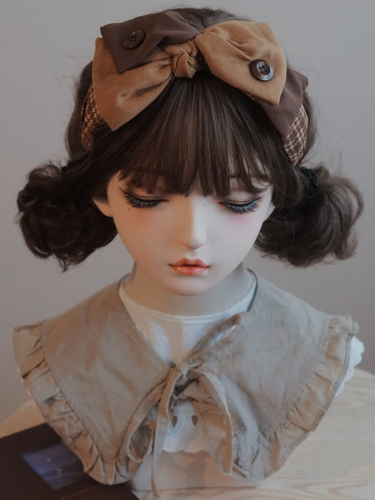 Brown KC Decorated Button Bow Yellow And Big
