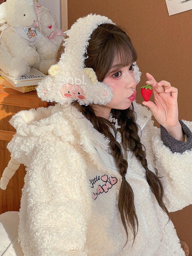 White Cute Lamb Fleece Earmuffs