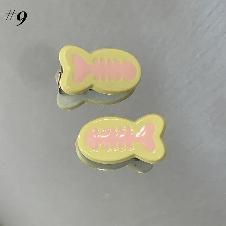 Barrettes à cheveux en forme d'os/de poisson Y2K