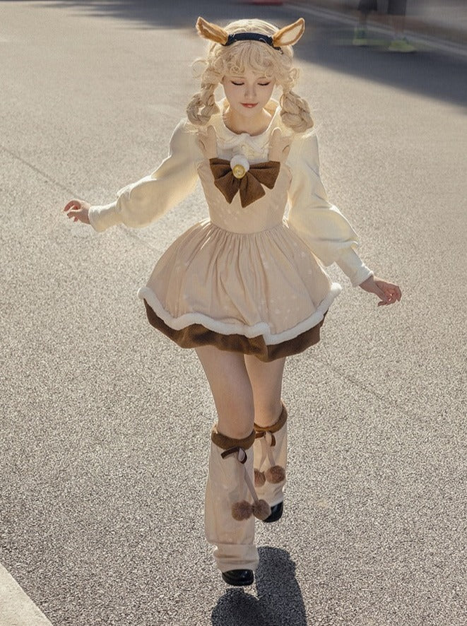 Leg Suspender + Skirt Cape Brown Fur Warmers Fur