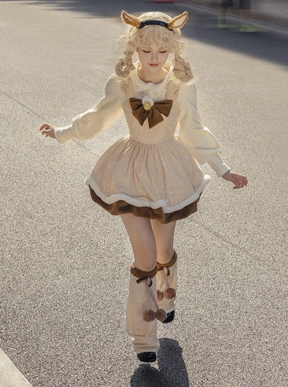 Leg Suspender + Skirt Cape Brown Fur Warmers Fur